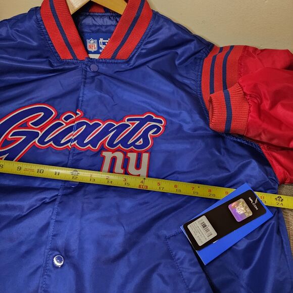 New York Giants Jacket Varsity Satin Bomber Coat Mens Medium Embroidered Logo - Picture 8 of 11